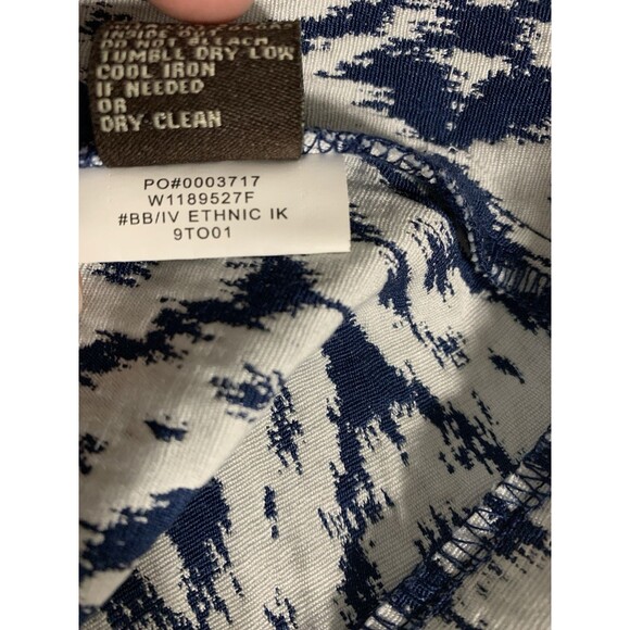 Vtg Fever 2X Blazer Blue White Abstract Aztec Diamond 3/4 Sleeve Jacket - Picture 12 of 12